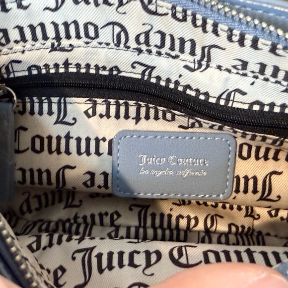 Juicy Couture Blue Rhinestone Logo Shoulder Bag Silver Hardware - Picture 3 of 6